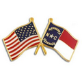 North Carolina & USA Crossed Flag Pin